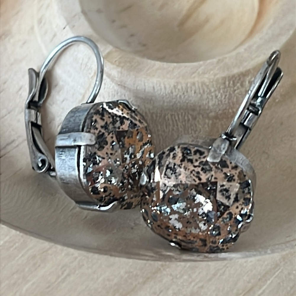 Swarovski Crystal Earrings Rose Gold Patina